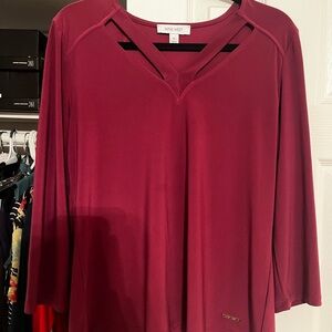 Nine West Women's Wine Long Sleeve Top